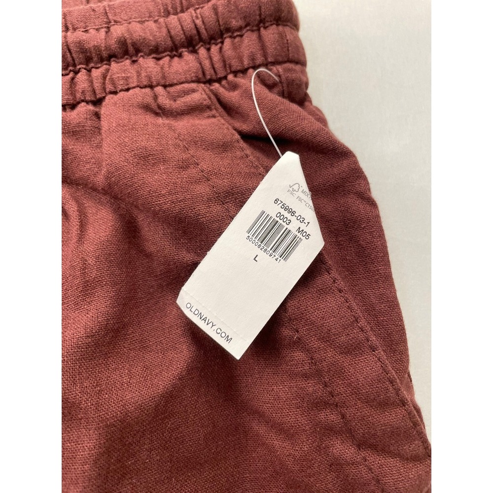 Old Navy Womens Linen Blend Tapered Drawstring Pants Burgundy L - Picture 3 of 5